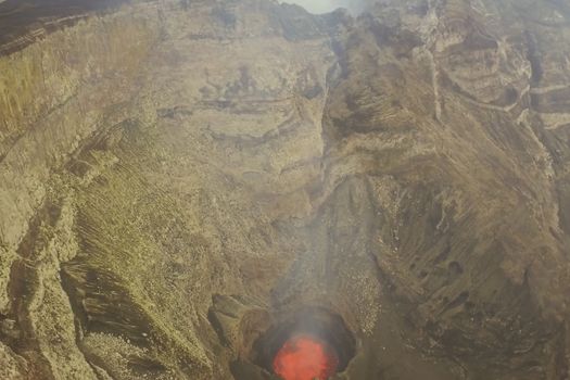 Mouth of the volcano with magma. Molten magma in the muzzle.