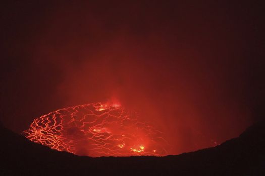 Mouth of the volcano with magma. Molten magma in the muzzle.