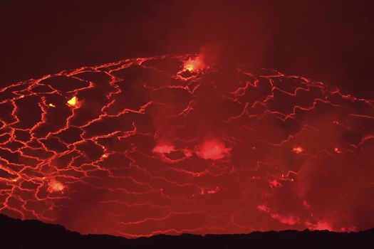 Mouth of the volcano with magma. Molten magma in the muzzle.