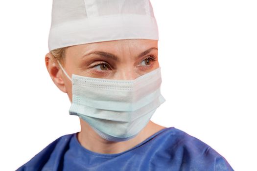 Close up of a surgeon isolated with work path.