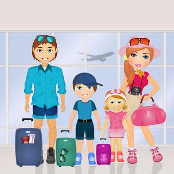 illustration of happy family on vacation