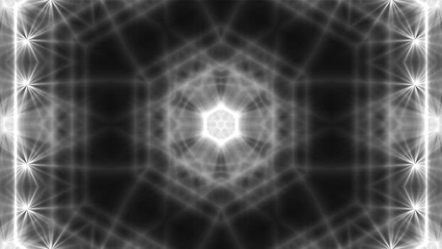 Abstract white kaleidoscope. 3d rendering digital background.