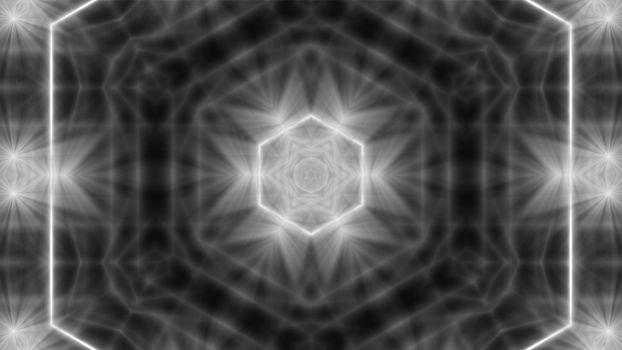 Abstract white kaleidoscope. 3d rendering digital background.