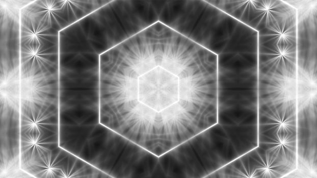 Abstract white kaleidoscope. 3d rendering digital background.