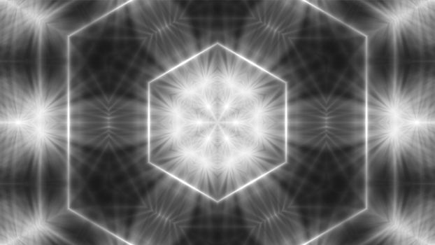 Abstract white kaleidoscope. 3d rendering digital background.