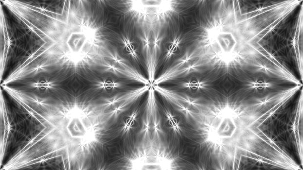 Abstract white kaleidoscope. 3d rendering digital background.