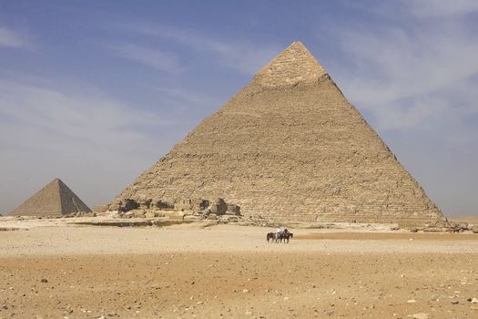 Pyramids of giza. Great pyramids of Egypt. The seventh wonder of the world. Ancient megaliths