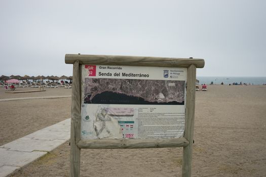 Malagueta beach in Malaga, Spain, Europe on a foggy morning