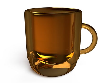 Closeup view of glossy mug on a white background, 3D rendering