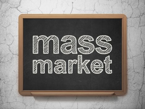 Advertising concept: text Mass Market on Black chalkboard on grunge wall background, 3D rendering