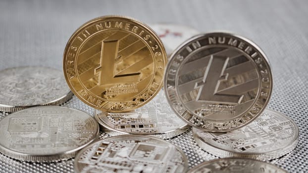 Digital currency physical gold and silver litecoin coins on the silver bitcoins.