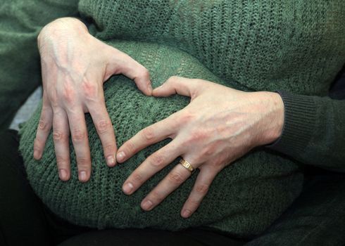 The pregnant woman on the seven month. 