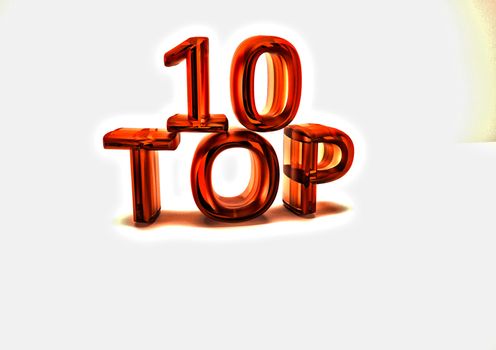 Top 10. 3D illustration on white background. 3D render.