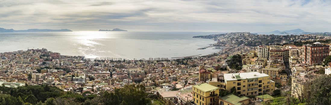 Panoramic view of bay of Naples. Italy, from the Castle St. Elmo