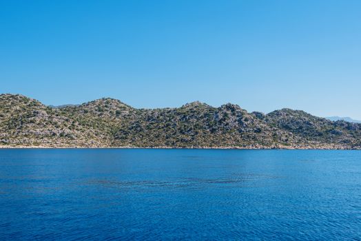 Sea, near ruins of the ancient city on the Kekova island, Turkey