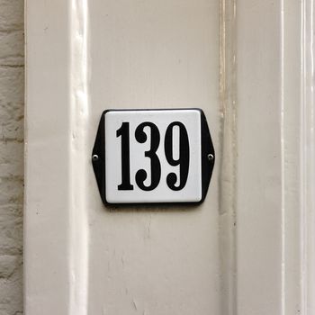 Enameled house number one hundred and thirty nine (139)