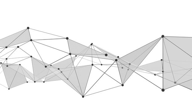 Concept of Network. Internet communication of lines, polygons and dots. 3d illustration.