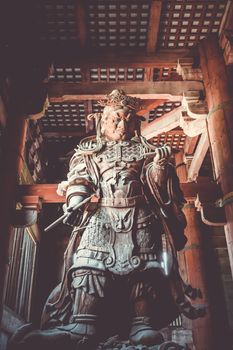 Komokuten guardian statue in Daibutsu-den Todai-ji temple, Nara, Japan