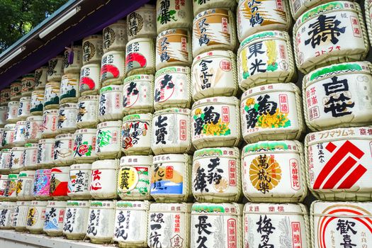 Traditional Kazaridaru barrels in Yoyogi park, Tokyo, Japan