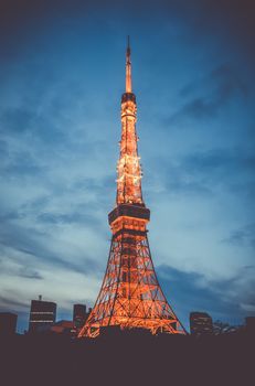Tokyo tower and city at night, Japan