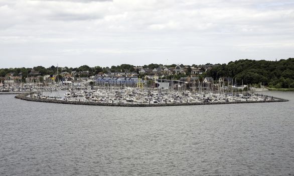 sailing ships in the nautical harbor of Kiel in Germany