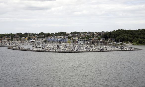 sailing ships in the nautical harbor of Kiel in Germany