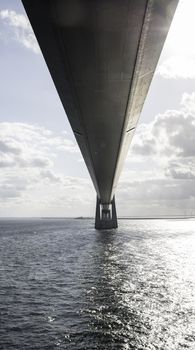 Suspension bridge Great Belt Denmark connecting the Zealand and Funen