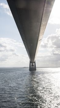 Suspension bridge Great Belt Denmark connecting the Zealand and Funen