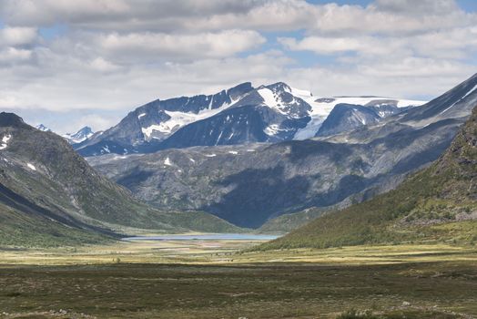 small fjord in noway near the valdresflya road part of the jotunheimen