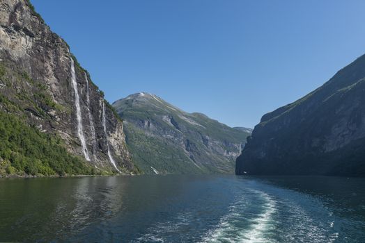 landmark the famous geiranger fjord waterfalls in norway
