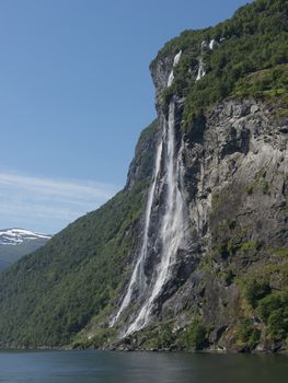 landmark the famous geiranger fjord waterfalls in norway