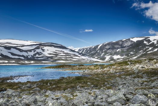 gamle strynefjellsvegen one of the most beautifull auto roads in norway with snow in summer 