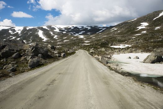 gamle strynefjellsvegen road one of the most beautifull auto roads in norway with snow in summer 