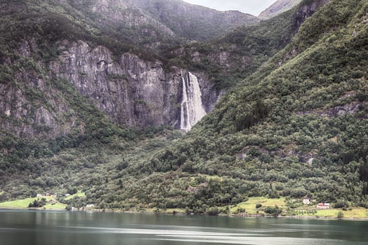 waterfall near sognefjord in norway
