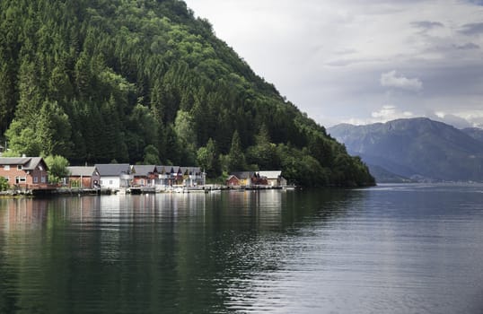 fjord sognefjord  in norway from the place called Vik with mountains and lot of nature