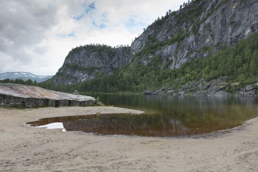 small lake in the mounains of norway near valle
