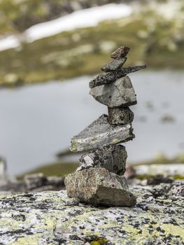 stack of stones in mountains in norway a typical norway tradition 