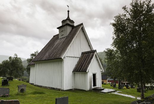 white old church in Bykle norway 