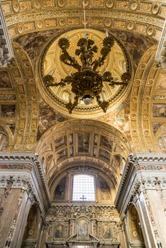 Interior in Gesu Nuovo church in Naples, Italy