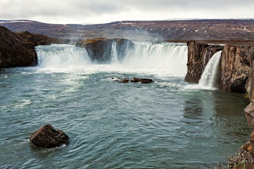 Spectacular view of Godafoss waterfall near Akureyri, Iceland
