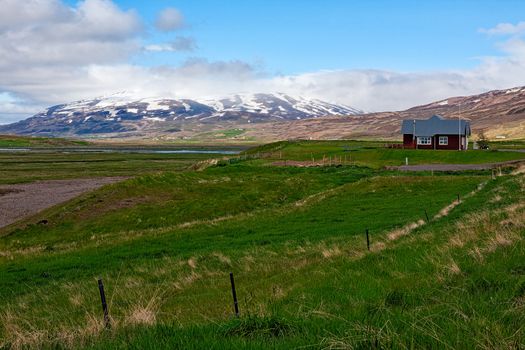 Little farm in Laufas village near Akureyri in northern Iceland