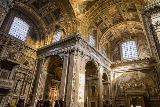 Interior in Gesu Nuovo church in Naples, Italy