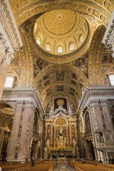 Interior in Gesu Nuovo church in Naples, Italy
