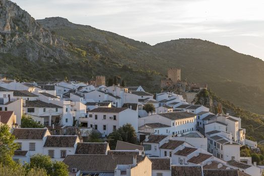 the village zuheros in andalusia spain with white houses hotel and castle