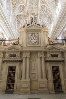 CORDOBA, SPAIN - 04 APRIL, 2017: the catholic cathedral in the Madinat al-Zahra in Cordoba on 04 april 2017, the median , Spain, the Medina houses a catherdral insite the big mosque 