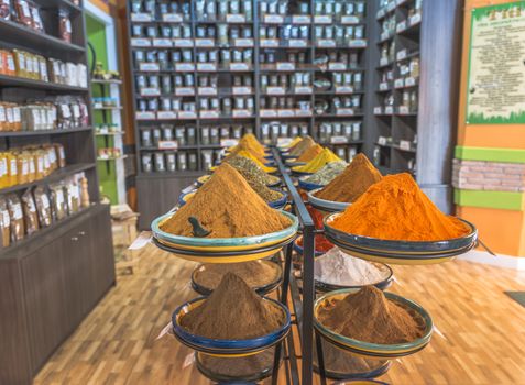 Spices on display on sale at market in andausia