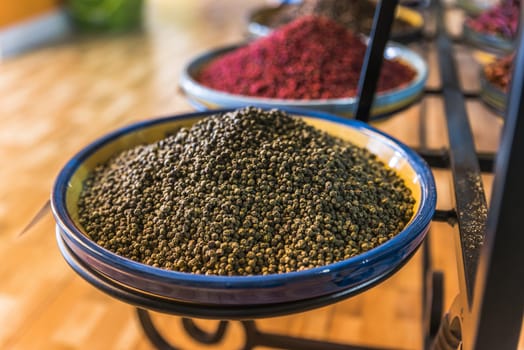 pepper spices on display on sale in a shop in Corsdoba in andausia