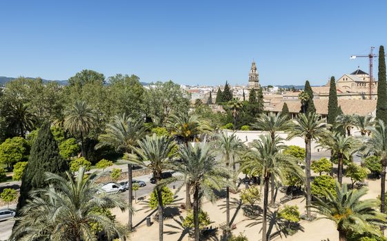 cordoba city skyline with the mezdina seen from the alcazar 