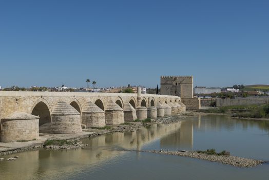 the old bridge over the river in the city cordoba andalusia in spain