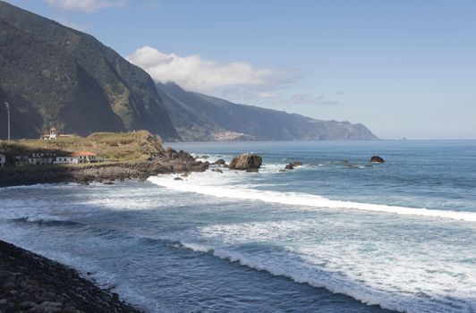 ocean coastline on madeira island near sao vincence